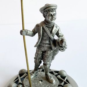 Fort Pewter Golfer With Golf Clubs Lid Jar Topper